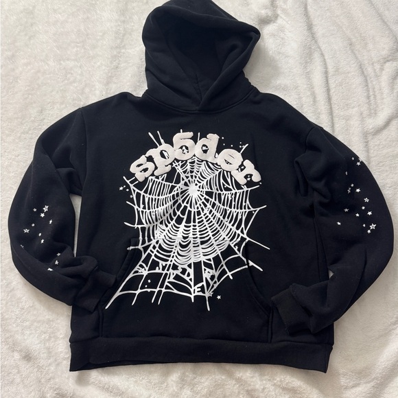 Spider Black Hoodie with Web Design